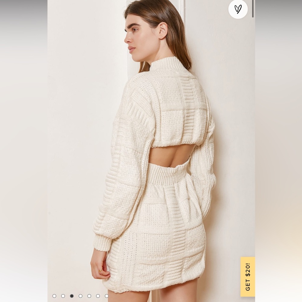 Lulus Patchwork It Cream Cable Knit Cutout Sweate… - image 1